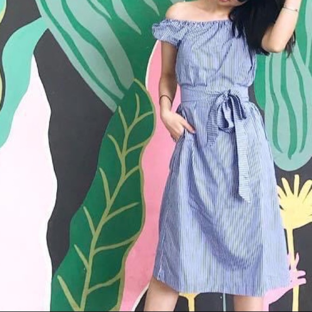 Tnk collection from Vietnam off shoulder striped midi dress. Like new condition.